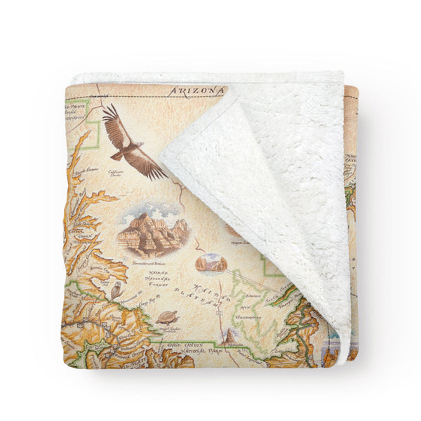 Grand Canyon Map Berber/Fleece Blanket