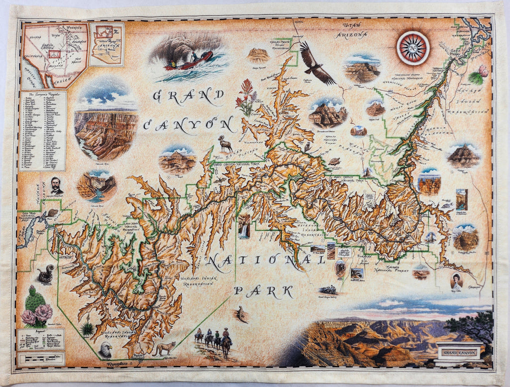 Grand Canyon Map Tea Towel