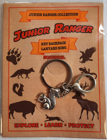 Jr Ranger Squirrel Keychain and Lanyard Ring