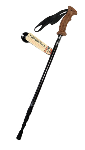 Black hiking pole with cork handle