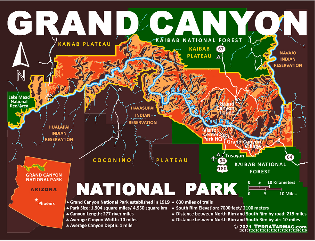 Grand Canyon National Park Map Sticker
