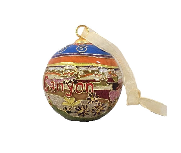 Grand Canyon Cloisonné Ornament, 24k gold plated