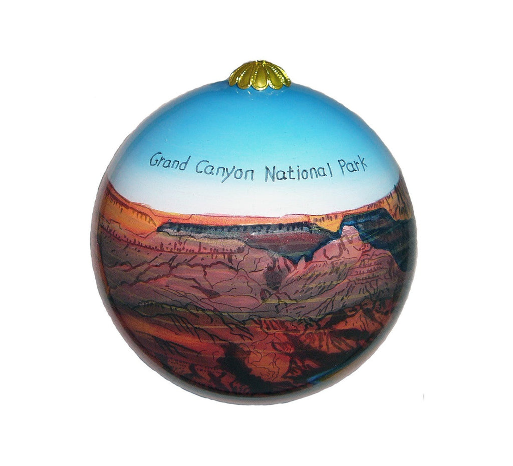 Grand Canyon Blue Sky Hand Painted Ornament, 4"