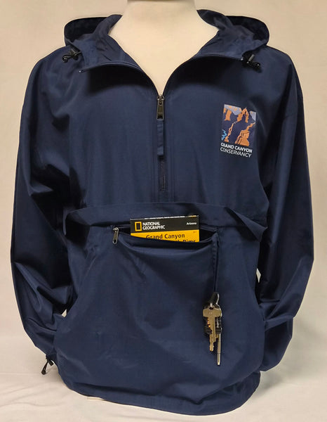 Navy Blue Logo Pullover Windbreaker