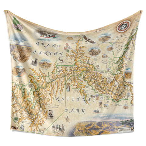 Grand Canyon Map Berber/Fleece Blanket