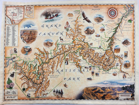 Grand Canyon Map Tea Towel